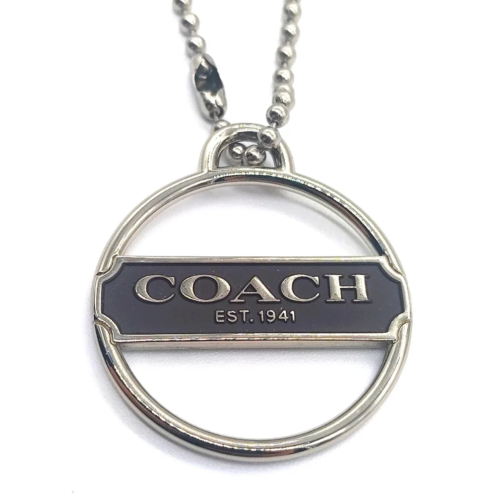 Rare COACH Espresso Enamel Medallion Purse Charm Keychain Fob Tag Retired
